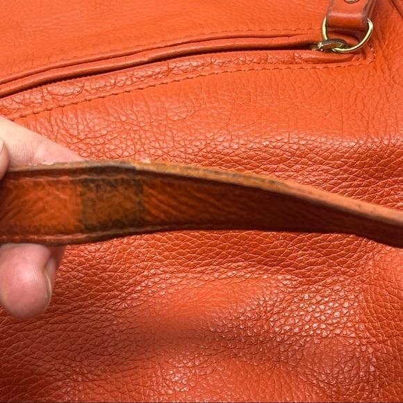 Emma Fox Leather Shoulder Bag – Orange with Blue/White Lining - Picture 12 of 13